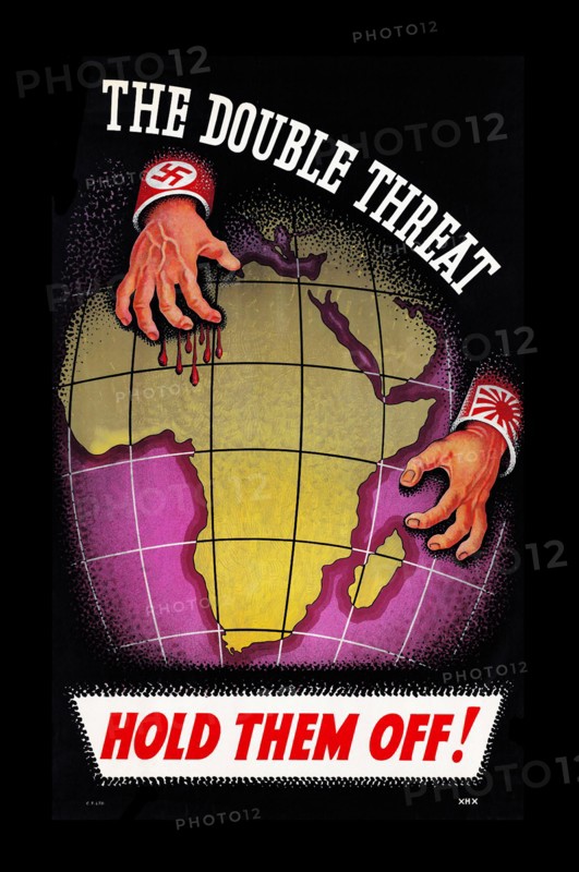 Anti-German and anti-Japanese World War Two propaganda poster