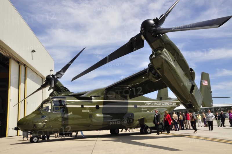 Colour photograph of a MV-22 B ‘Osprey,’ after a MV-22B Introduction Ceremony in the HMX-1 hangar