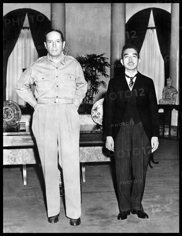 Photograph of General Douglas MacArthur and Emperor Hirohito of Japan