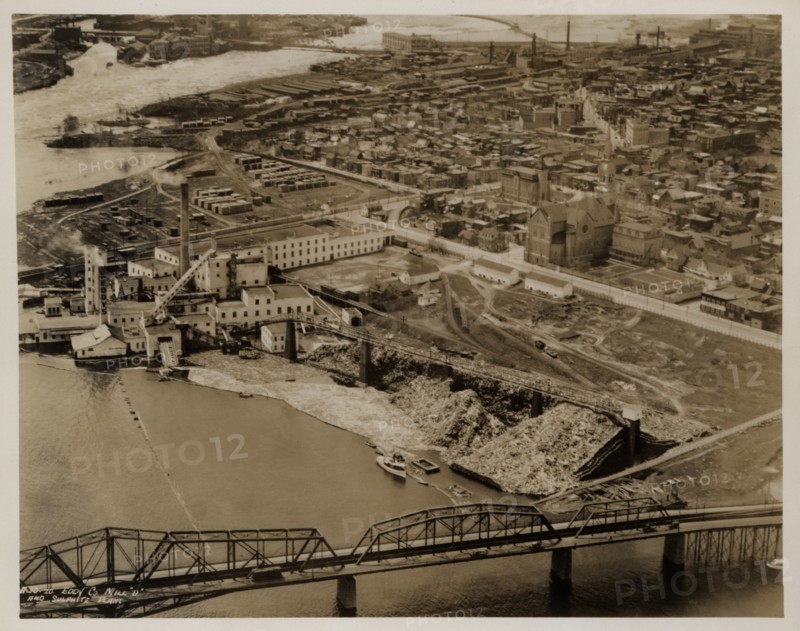 Aerial view of Eddy Parker Hills and Chaudiers Falls, Quebec, Canada