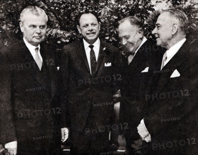 Photograph of John Diefenbaker, Ayub Khan, Roy Welensky and Eric Louw