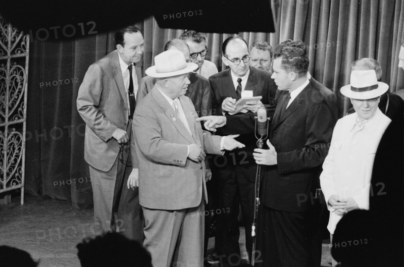 U.S.S.R. Moscow, Nikita Khrushchev with Vice President Richard Nixon; Moscow in 1959