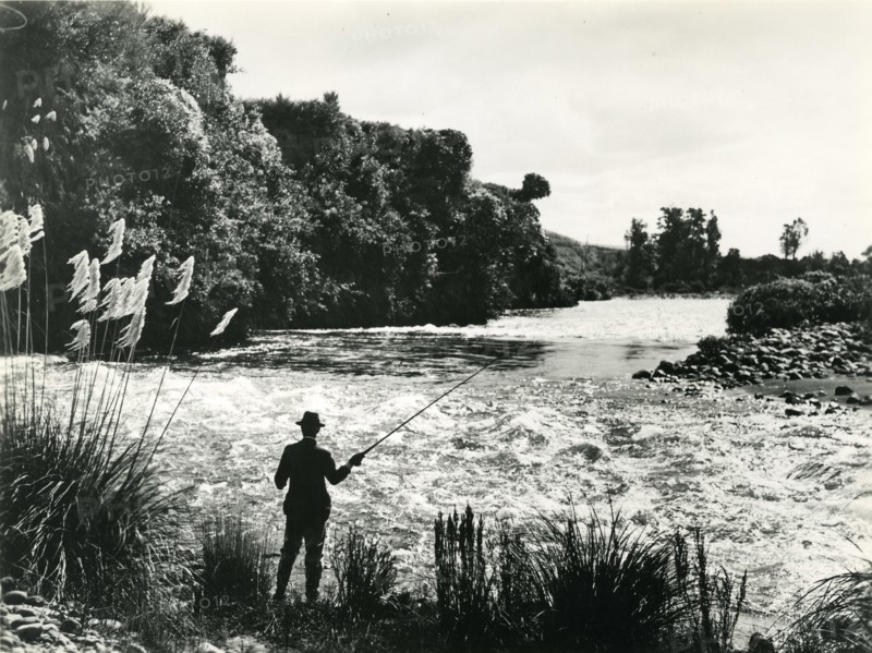River fishing in New Zealand 1930