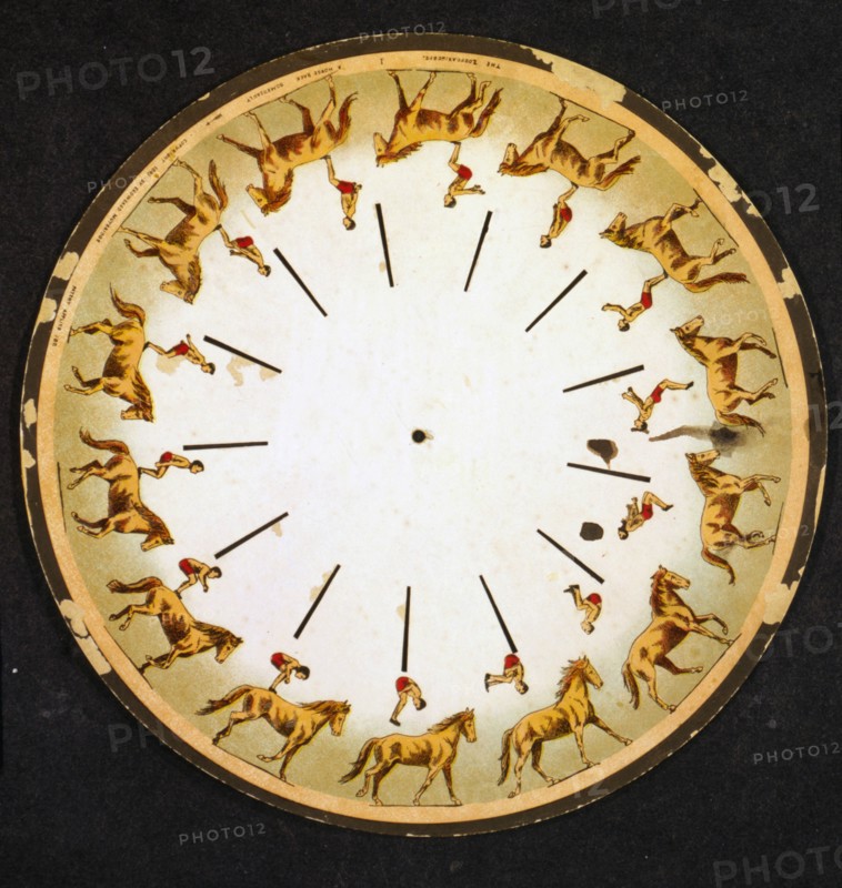 The zoopraxiscope showing a somersault on horse back 1880