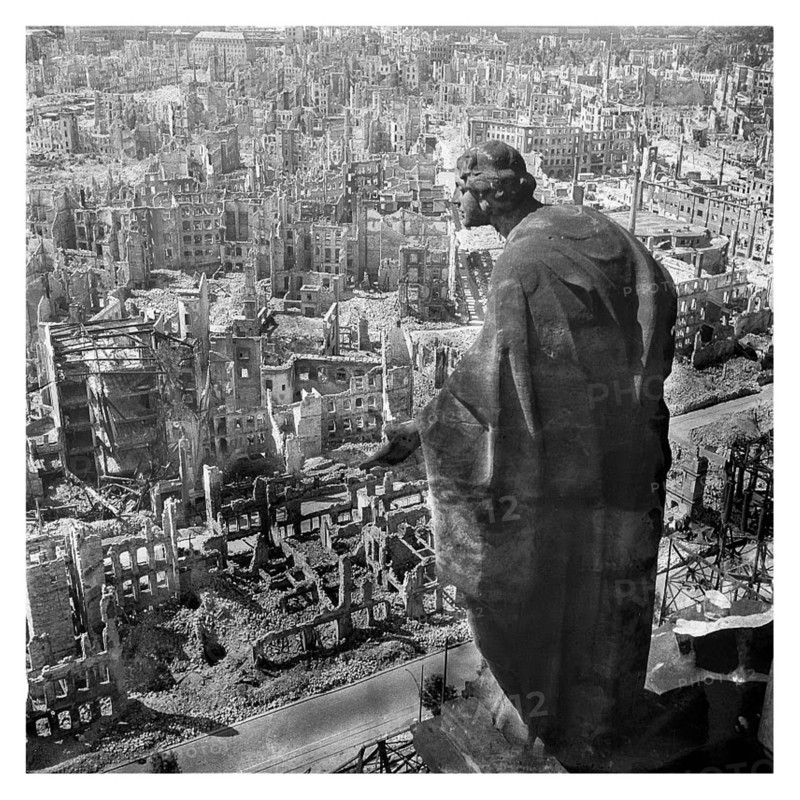 The ruins of the German city of Dresden after allied air raids in World War two 1944