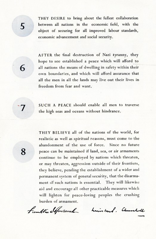 Second page of the Atlantic Charter, 1941