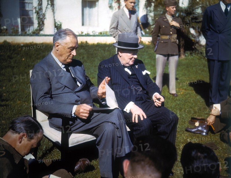World war two: Casablanca Conference President Franklin Roosevelt and Prime Minister Churchill.