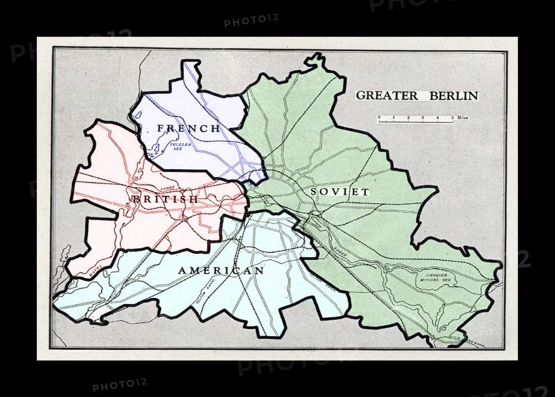 Berlin 4 powers respective military zones of control. 1945