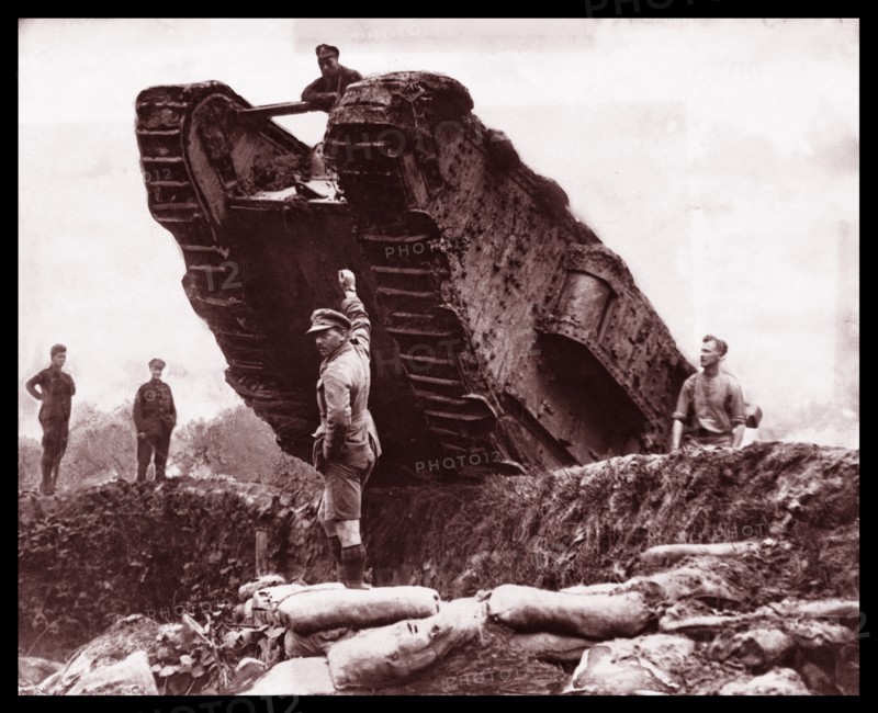 BritishWorld war One, tanks in the trenches at the Battle of Cambrai, France 1917