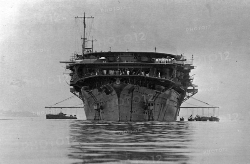 Photograph of the carrier 'Kaga' off Ikari, Japan