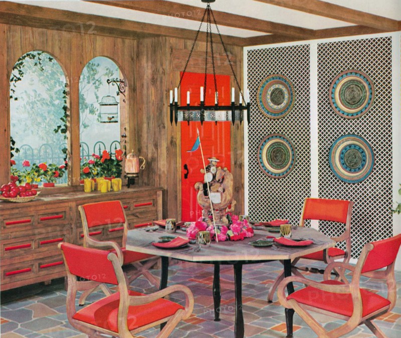 Illustration depicting a Retro dinning area from the Amstrong Book of Interior Decoration