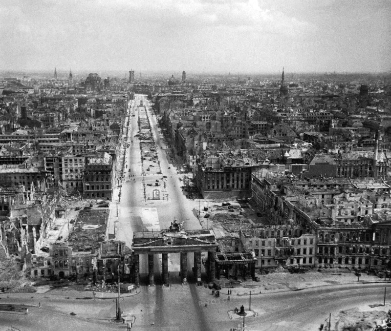 Photograph of the wide scale destruction of buildings in Berlin during the last weeks of the Second World War