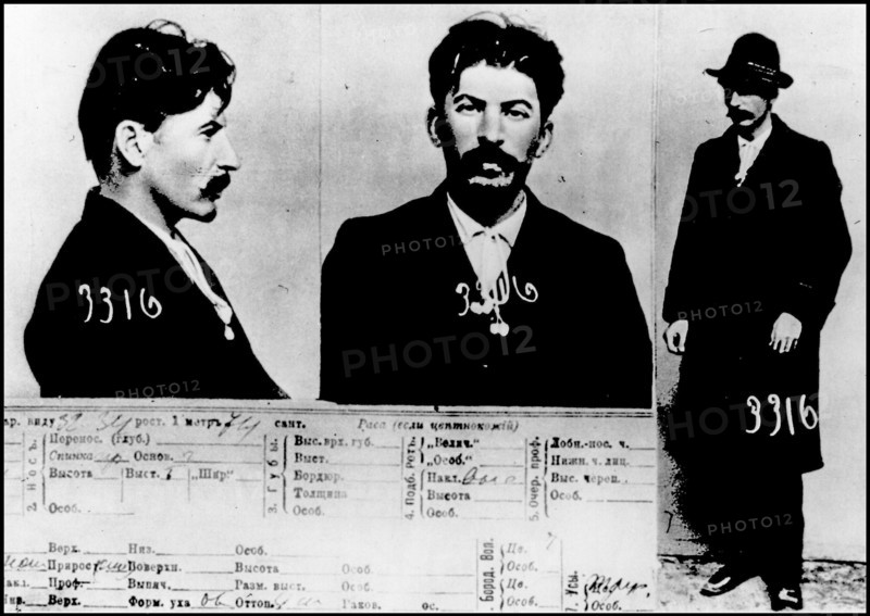 Mugshot of Jospef Stalin taken by the Tsarist Secret Police in Saint Petersburg