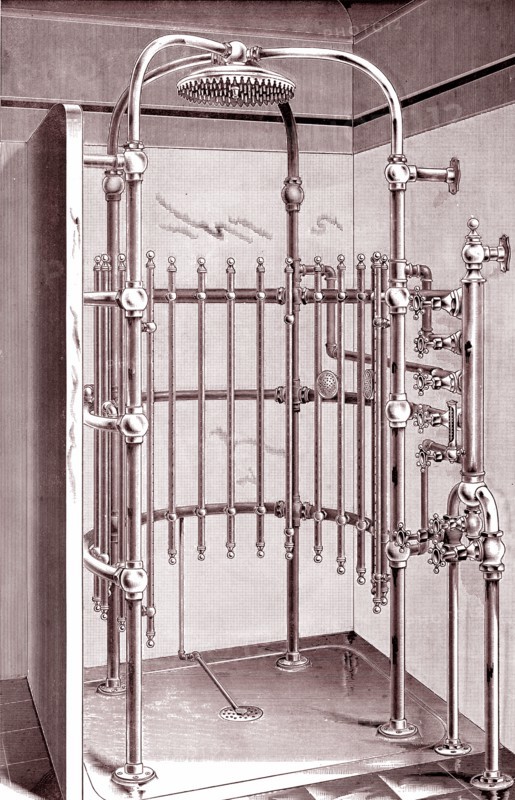 Photograph of an antique shower system
