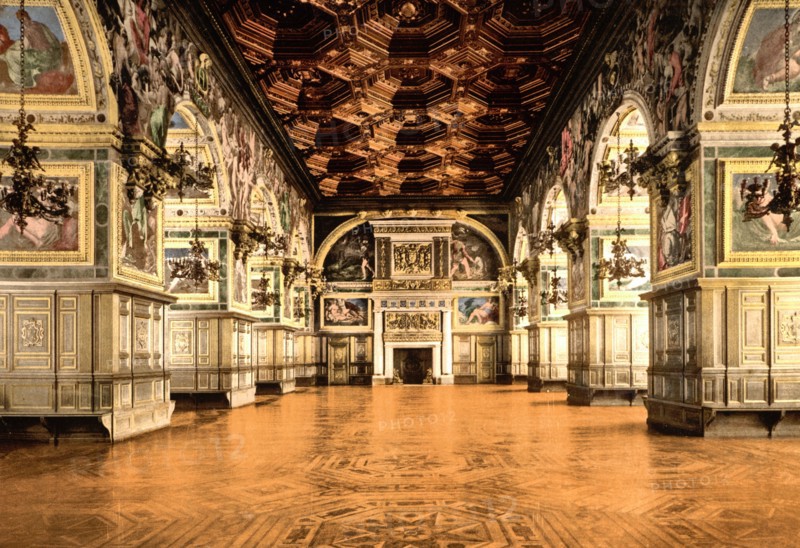 Gallery of Henry II, Fontainebleau Palace, France, 1900
