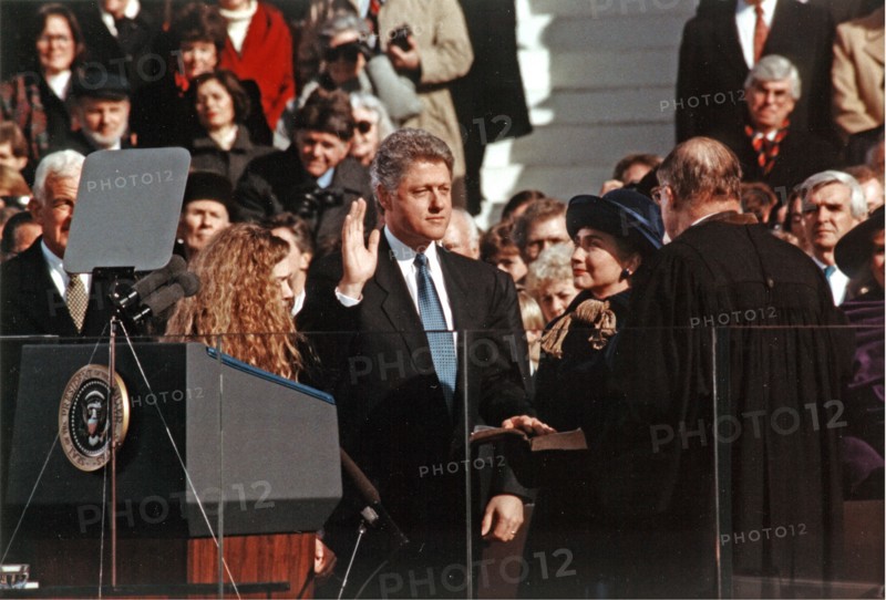 US president Bill Clinton, taking the oath of office, 1993