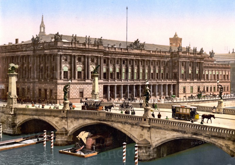 Frederick's Bridge next to the Stock Market or Bourse, Berlin, Germany 1900