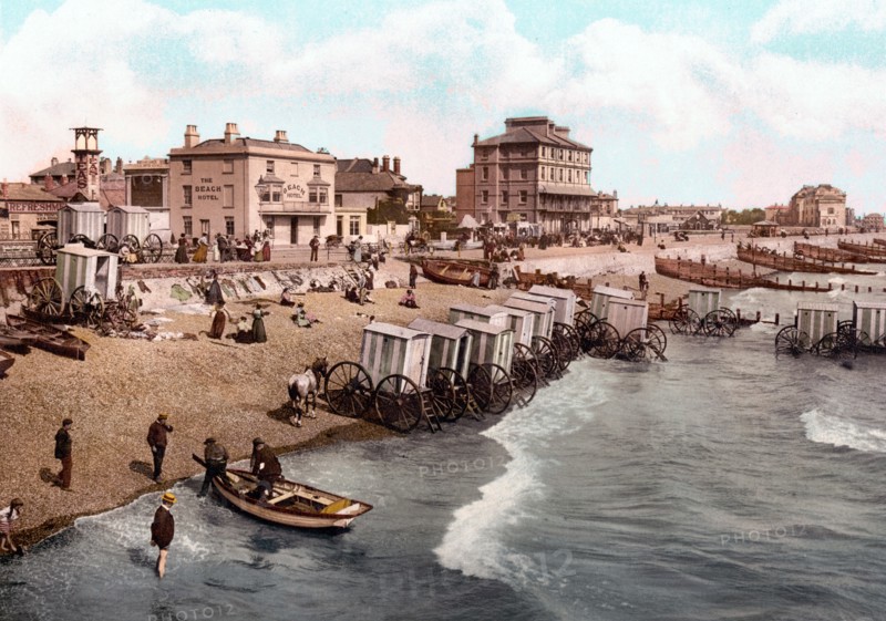 changing huts or cabins on the East Parade, Bognor, England