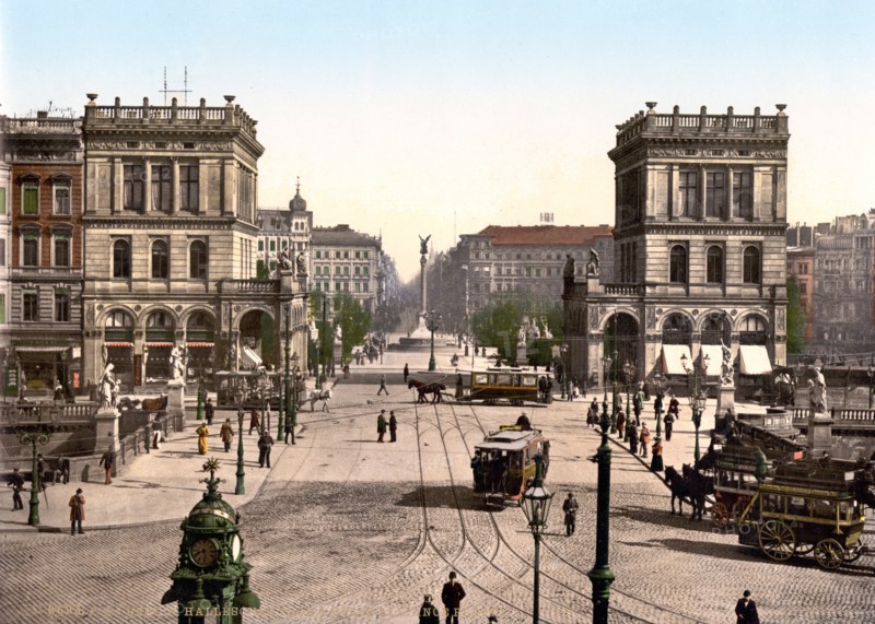 Horsedrawn trams at the Halle Gate and Belle Alliance Square, Berlin