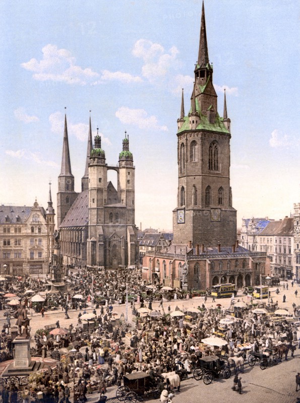 The market place, Halle, German Saxony, Germany