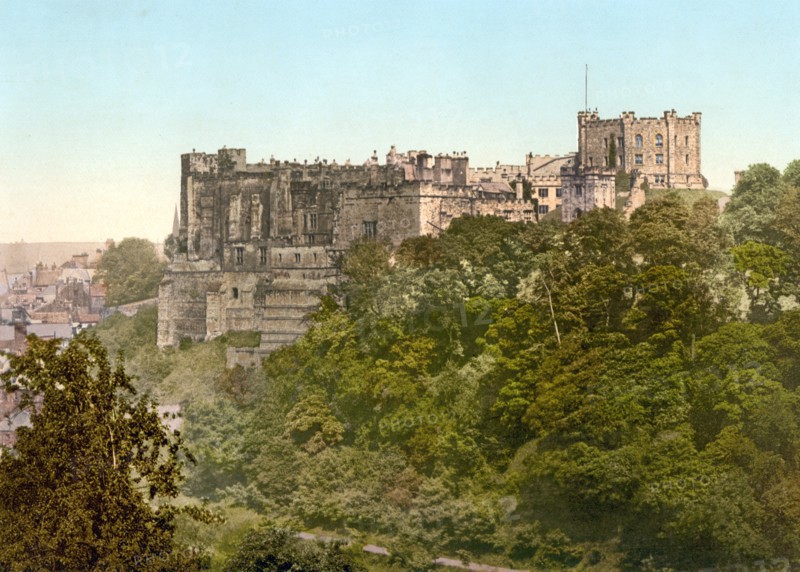 Photomechanical print of Durham Castle, England