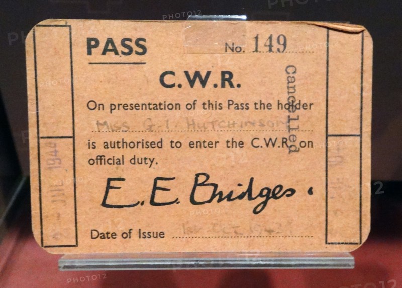 Identity document used as a pass by staff and officials in the Cabinet war rooms bunker, London; England.
