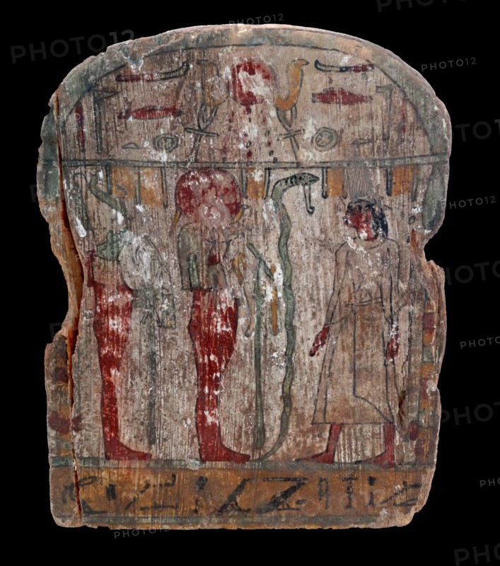 Ancient Egyptian votive stela. Wood.
