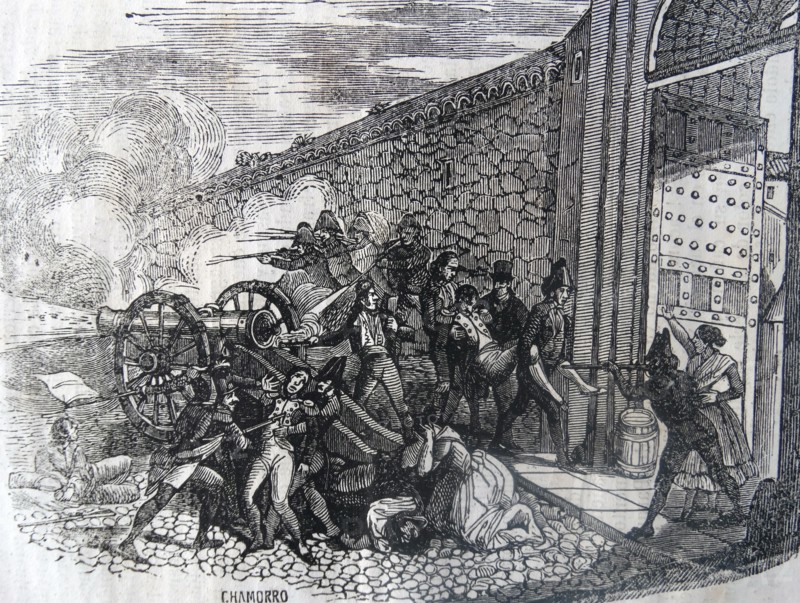 Engraving depicting the death of Daoiz and Velarde