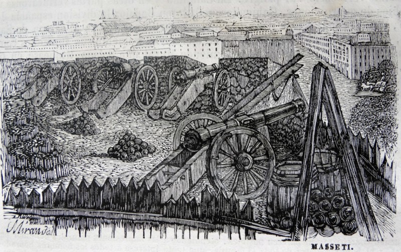 Engraving depicting the Fortification of El Retiro during the Peninsular War