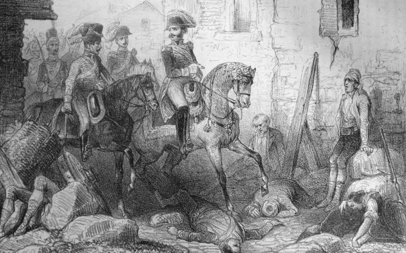 Engraving depicting the surrender of Zaragoza during the Peninsular War