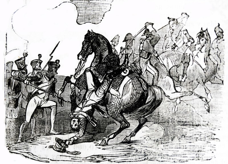 Engraving depicting the Battle of Tamames