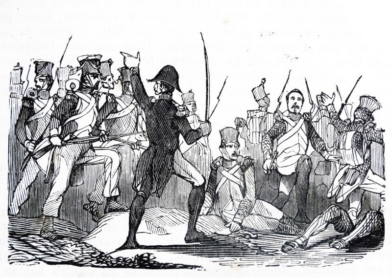 Engraving depicting the Battle of Ocaña