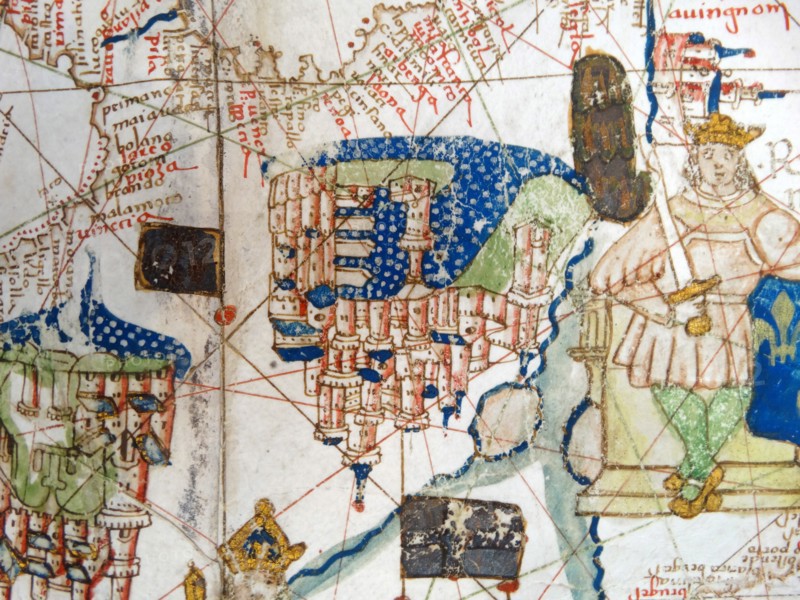 Renaissance map of Europe, Jacopo Russo, 1528, detail of Avignon and Southern France