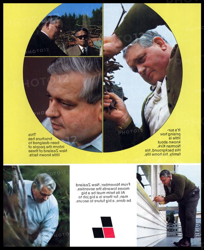 Campaign leaflet for Norman Kirk Labour leader in New Zealand