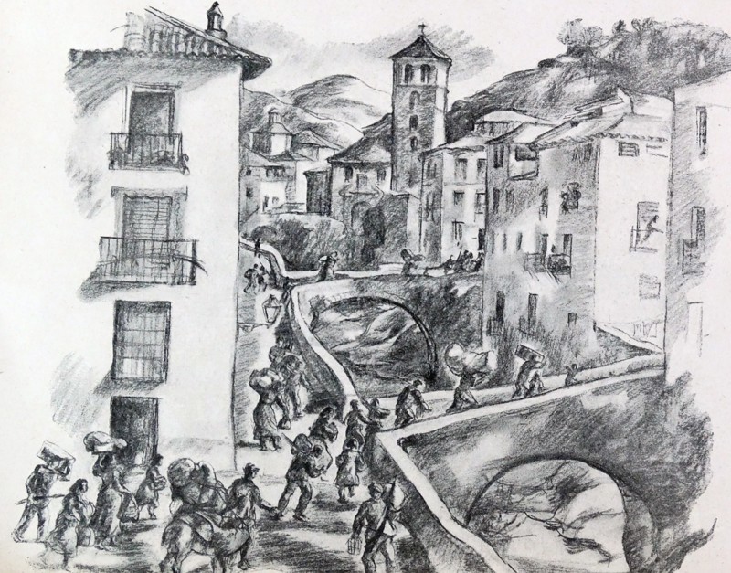 refugees flee from advancing armies during the Spanish Civil War.