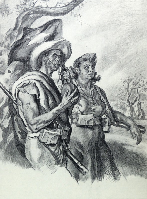 Nationalist militia man and woman in Mallorca, Spain, in the Spanish Civil War.