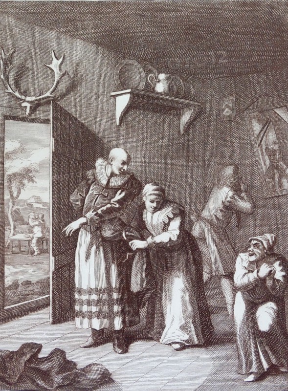 The curate and the barber disguises themselves to take Don Quixote