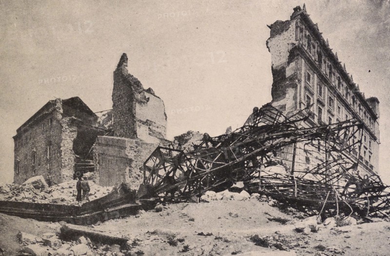 Ruined structures in central Spain, during the Spanish Civil War.