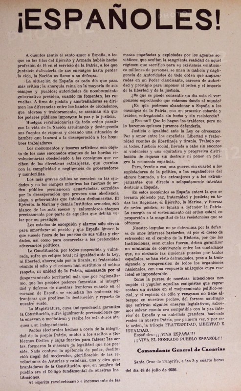 Statement issued by Francisco Franco