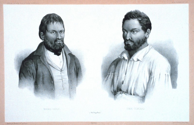 Illustration of natives in the Pacific Region from Voyage au pole sud et dans l'Oceanie