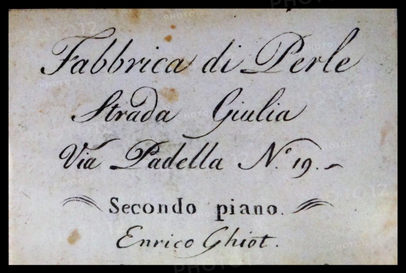 Business or trade calling card, for a Jeweller. 1824-25, from Italy
