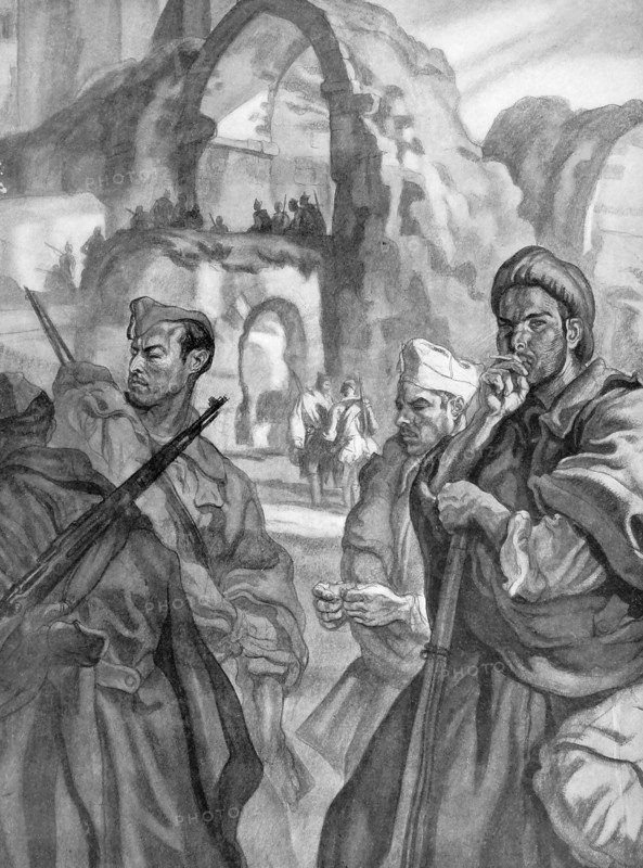 Nationalist army unit in battle in the Spanish Civil War 1937