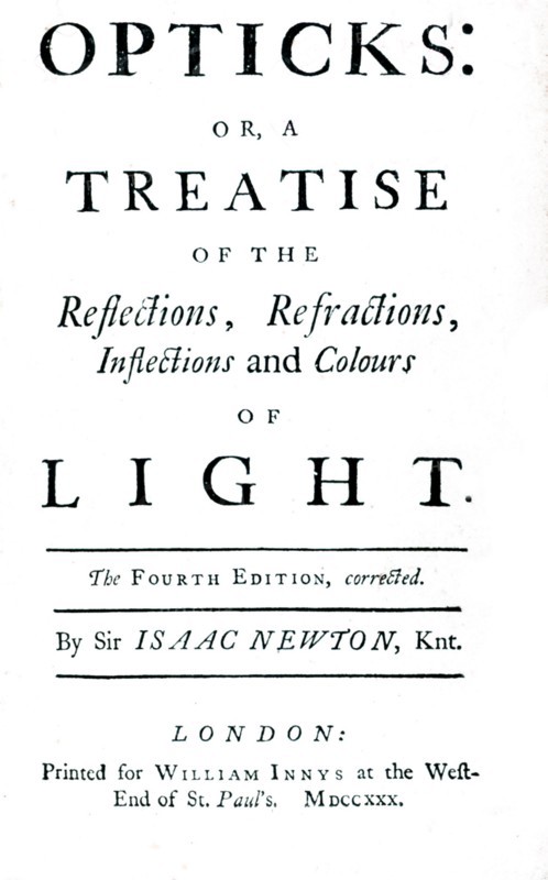 Title page of 'Opticks ....' by Sir Isaac Newton