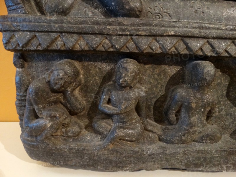 Basalt stupas depicting the death of the Buddha from Eastern India