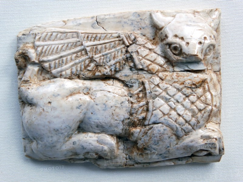 Ivory depicting a bull-headed sphinx