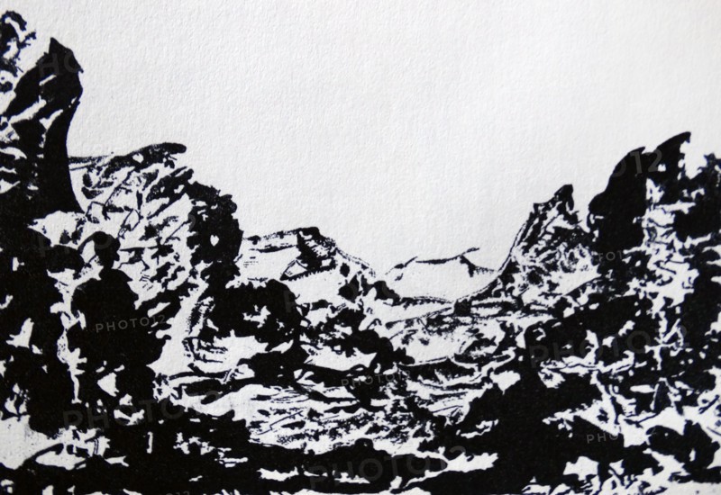 Landscape Made of Ink Block by Alexander Cozens