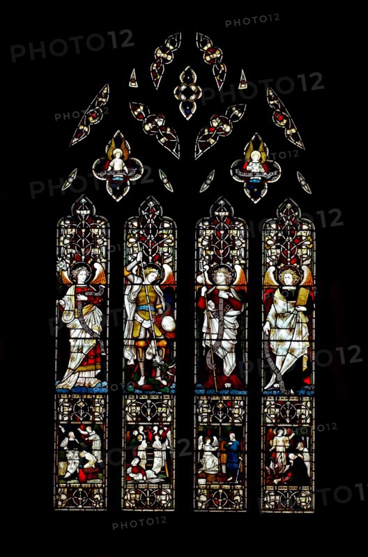 Stained glass window at St Michael and All Angels Anglican church