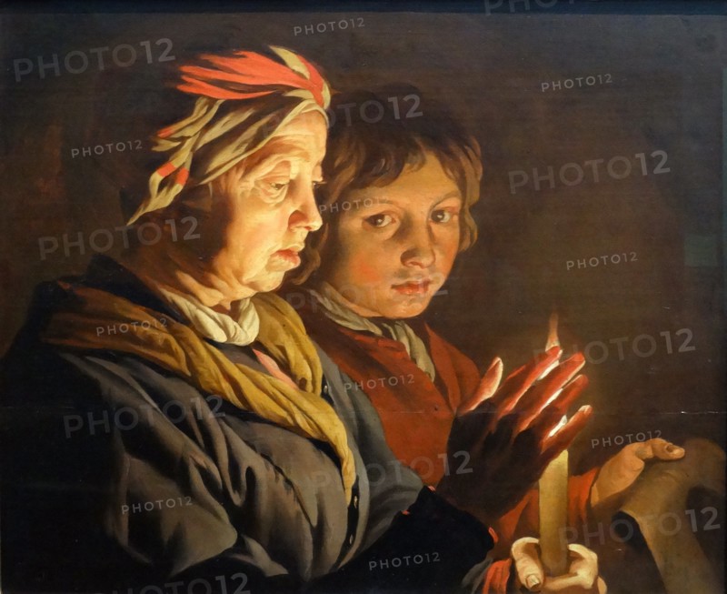 An Old Woman and a Boy by Candlelight' by Matthias Stom