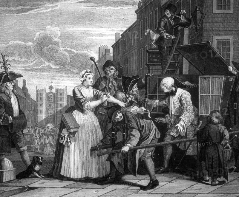 Arrested For Debt. from 'A Rake's Progress' 1735