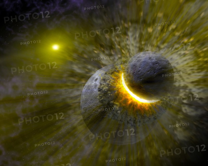 Artist concept of collisions in space